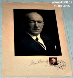 Dr. EDUARD BENEŠ - FOTO S PAMĚTNÍ POŠTOVNÍ ZNÁMKU S SEZIMOVA ÚSTÍ 8.IX. 1948