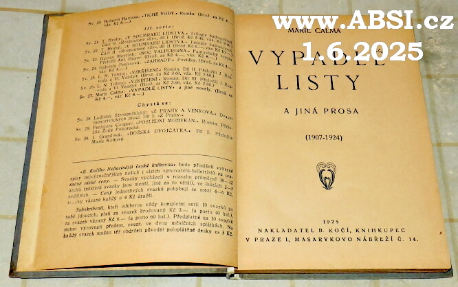 VYPADLÉ LISTY A JINÁ PROSA (1907-1924)