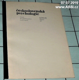 ČESKOSLOVENSKÁ PSYCHOLOGIE 3 XXI - ČASOPIS PRO PSYCHOLOGICKOU TEORII A PRAXI