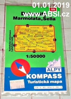 DOLOMITY - MARMOLATA, SELLA 1:50 000