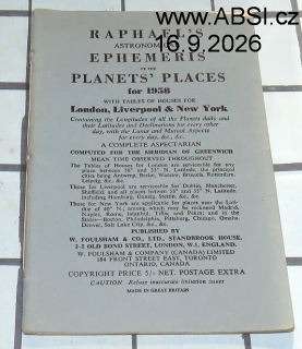 RAFAELOVI ARCHITEKTURA UMÍSTĚNÍ PLANET PRO ROK 1958 - RAPHAE´S ASTRONOMICAL EPHEMERIS PALANETS´PLACES FOR 1958